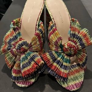 Loeffler Randall Multi Color Pleated Bow Heel Size 8.5